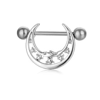 HKM-784659 Stainless Steel Heart-Shaped Puncture Nipple Ornament with Inlaid Zircon for Men