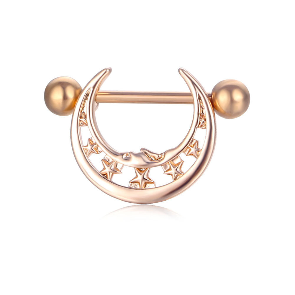 HKM-784659 Stainless Steel Heart-Shaped Puncture Nipple Ornament with Inlaid Zircon for Men