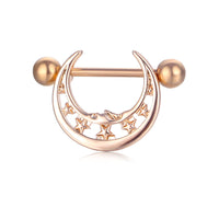 HKM-784659 Stainless Steel Heart-Shaped Puncture Nipple Ornament with Inlaid Zircon for Men