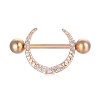 HKM-784659 Stainless Steel Heart-Shaped Puncture Nipple Ornament with Inlaid Zircon for Men