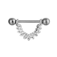 HKM-784659 Stainless Steel Heart-Shaped Puncture Nipple Ornament with Inlaid Zircon for Men