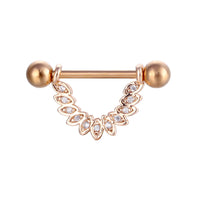 HKM-784659 Stainless Steel Heart-Shaped Puncture Nipple Ornament with Inlaid Zircon for Men