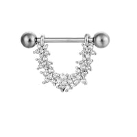 HKM-784659 Stainless Steel Heart-Shaped Puncture Nipple Ornament with Inlaid Zircon for Men