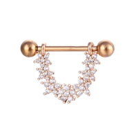 HKM-784659 Stainless Steel Heart-Shaped Puncture Nipple Ornament with Inlaid Zircon for Men