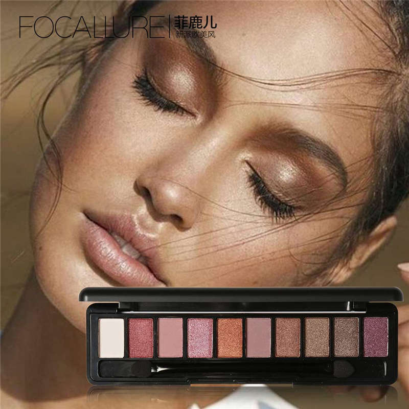 HKM-309587 10-Color Matte Waterproof Eyeshadow Palette in Earth Tones with Pearlescent Finish