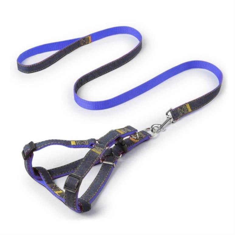 HKM-969043 Denim Seamed Pet Leash for Small to Medium Dogs, Available in Multiple Widths
