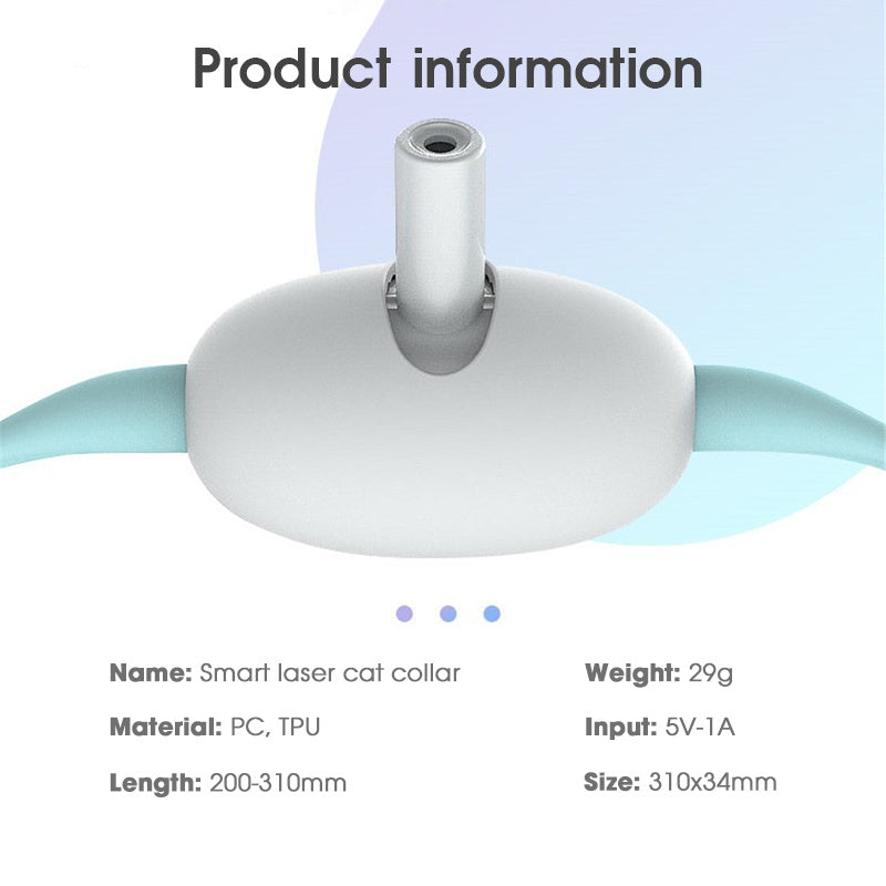 HKM-491859 Smart Interactive Laser Cat Collar - USB Rechargeable, Adjustable Length, Hands-Free Play Toy for Active Kittens