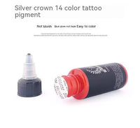 HKM-594707 Practice Pigment Tattoo Paint Set - 14 Colors of Professional Quality Tattoo Pigments in Stylish Silver Crown Design (30ml)