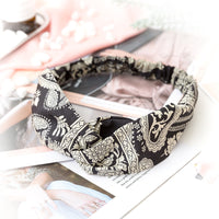 HKM-158611 Cross-Knotted Wide-Brimmed Fabric Flower Headband for Women