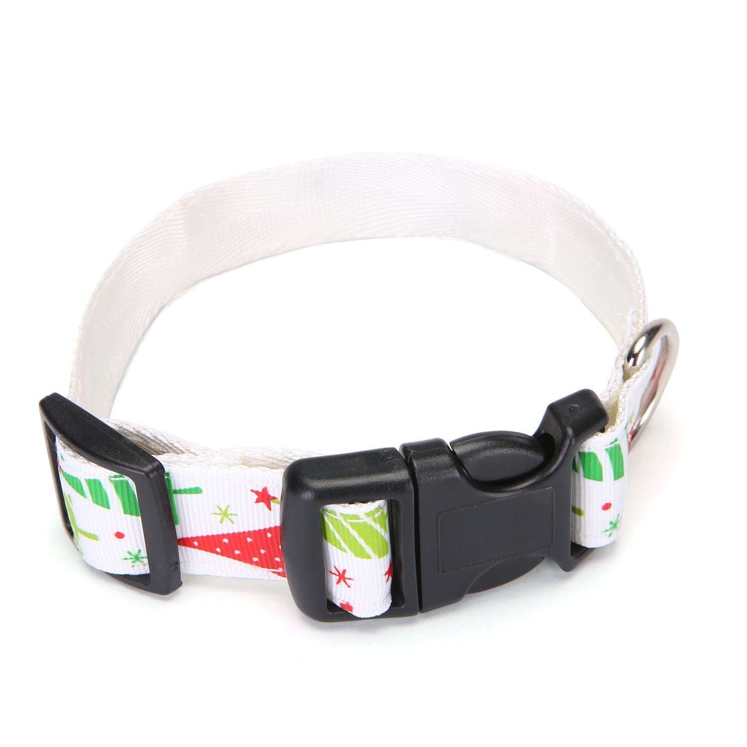 HKM-047763 Red and Green Dot Pattern Polyester Dog Collars - Adjustable Sizes S and L