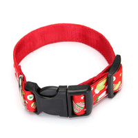 HKM-047763 Red and Green Dot Pattern Polyester Dog Collars - Adjustable Sizes S and L