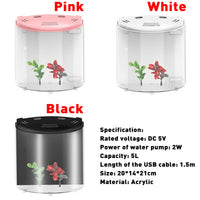 HKM-450643 Ecological Acrylic Fish Tank with LED Light, 5L Capacity, USB-Powered Water Pump
