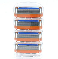 HKM-347795 Five-Layer Manual Shaving Blade with Orange Detailing - 4 Blades, Compact Design (8.8cm x 4.7cm x 2cm)