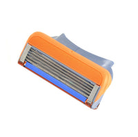 HKM-347795 Five-Layer Manual Shaving Blade with Orange Detailing - 4 Blades, Compact Design (8.8cm x 4.7cm x 2cm)