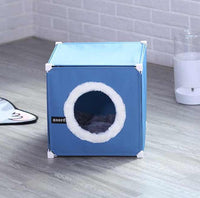 HKM-955667 Cozy Enclosed Two-Layer Cat Villa with Polyester and Iron Frame - Multiple Colors Available
