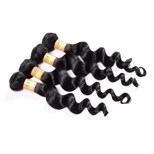 KTX-338259 Medium Length Curly Human Hair Curtain for All Skin Tones and Face Types
