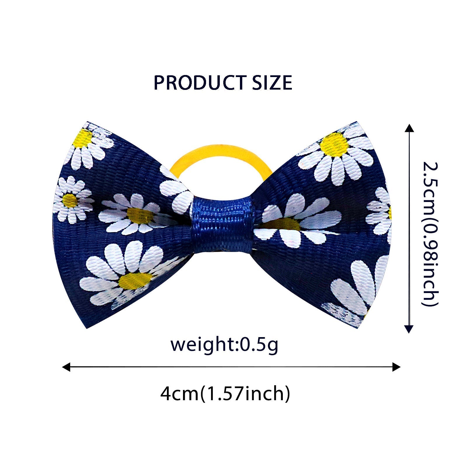 HKM-865811 Small Floral Cloth Headbands for Pets - 50 Pack of Casual Daisy Rubber Bands
