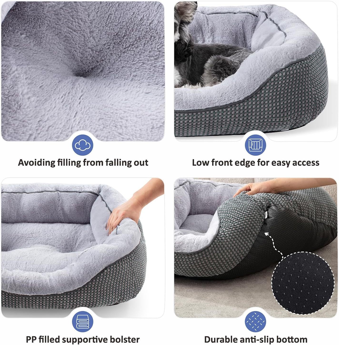 HKM-954515 Plush Faux Fur Dog Crate Bed, Calming Anti-Anxiety Mat with Non-Slip Bottom for Medium Dogs