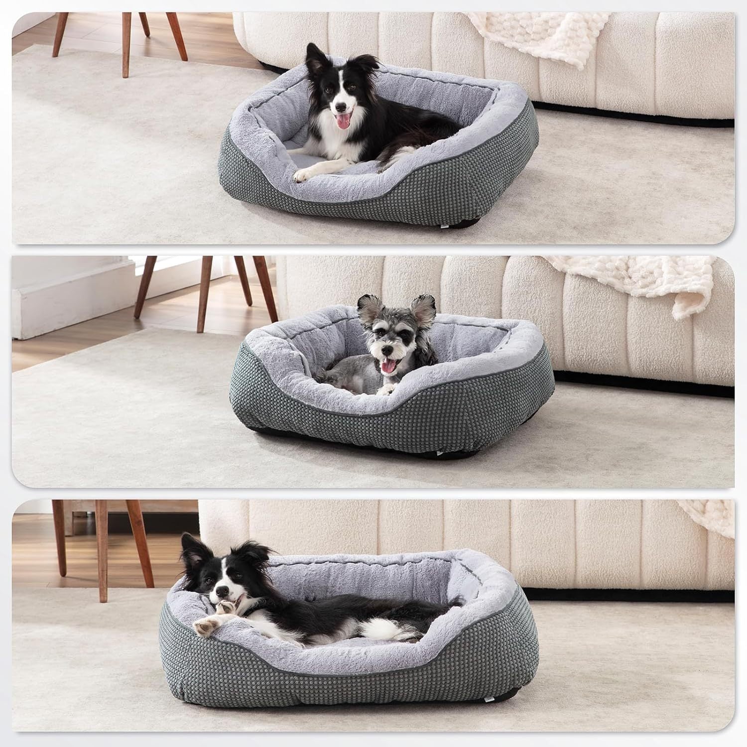 HKM-954515 Plush Faux Fur Dog Crate Bed, Calming Anti-Anxiety Mat with Non-Slip Bottom for Medium Dogs