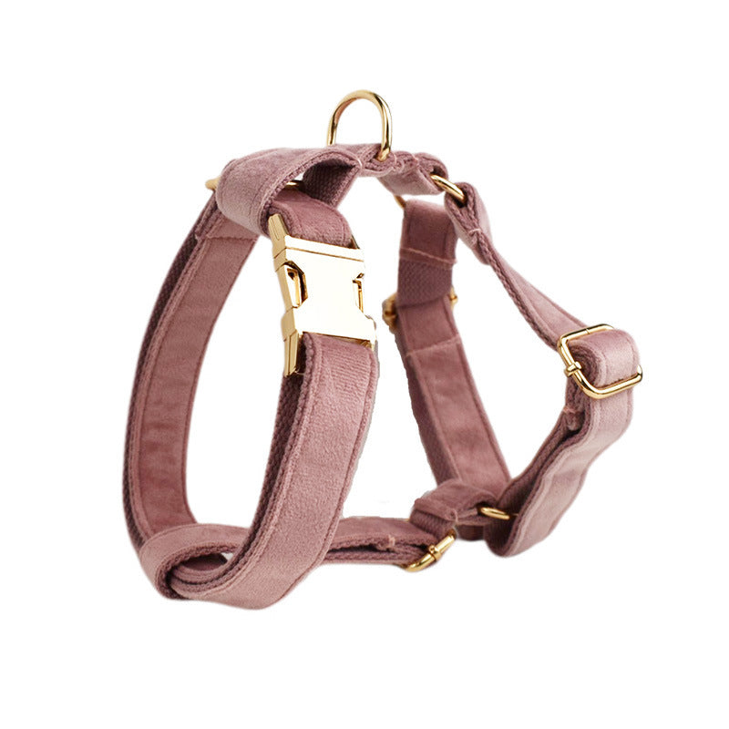HKM-783955 Light Purple Velvet Dog Collar with Matching Leash and Bowknot, Ideal for Gifts on Various Occasions