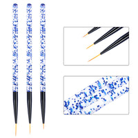HKM-820627 Set of 3 Sequin Nail Art Brushes in Blue and Purple