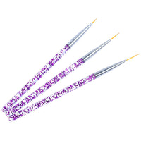 HKM-820627 Set of 3 Sequin Nail Art Brushes in Blue and Purple