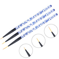 HKM-820627 Set of 3 Sequin Nail Art Brushes in Blue and Purple