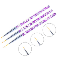 HKM-820627 Set of 3 Sequin Nail Art Brushes in Blue and Purple