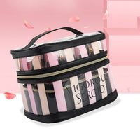 HKM-315859 Multifunctional Folding Makeup Kit in Pink Floral Design with Waterproof Synthetic Leather