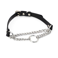 HKM-505683 Leather Collar and Leash Set with Black Hand Grip Rope for Sub-culture Style