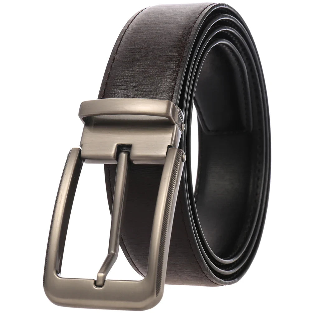 HKM-244691 Cowhide Leather Pin Buckle Belt for Men - Model LY35-21796-2
