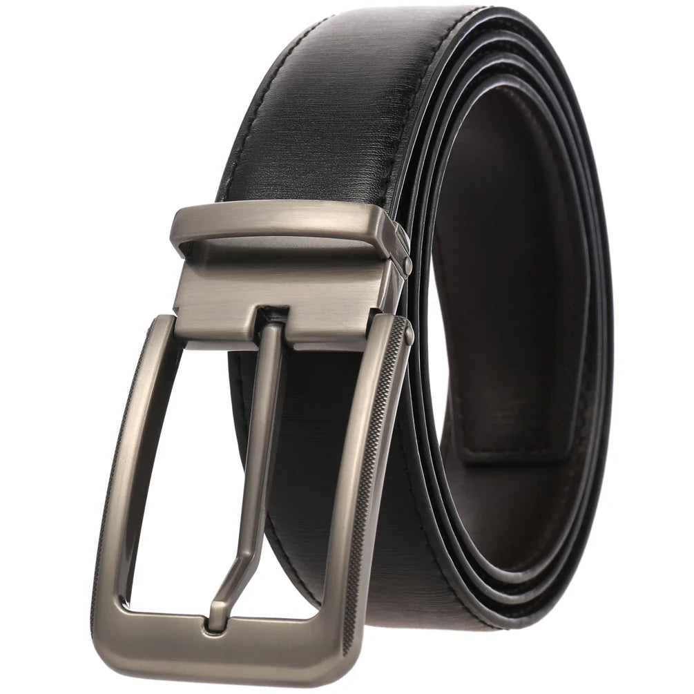 HKM-244691 Cowhide Leather Pin Buckle Belt for Men - Model LY35-21796-2