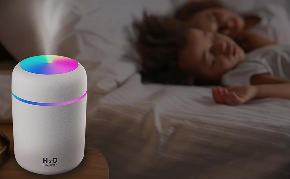 KTX-584531 300ml Portable Cool Mist Humidifier with Multicolor LED Light and Auto Shut-Off