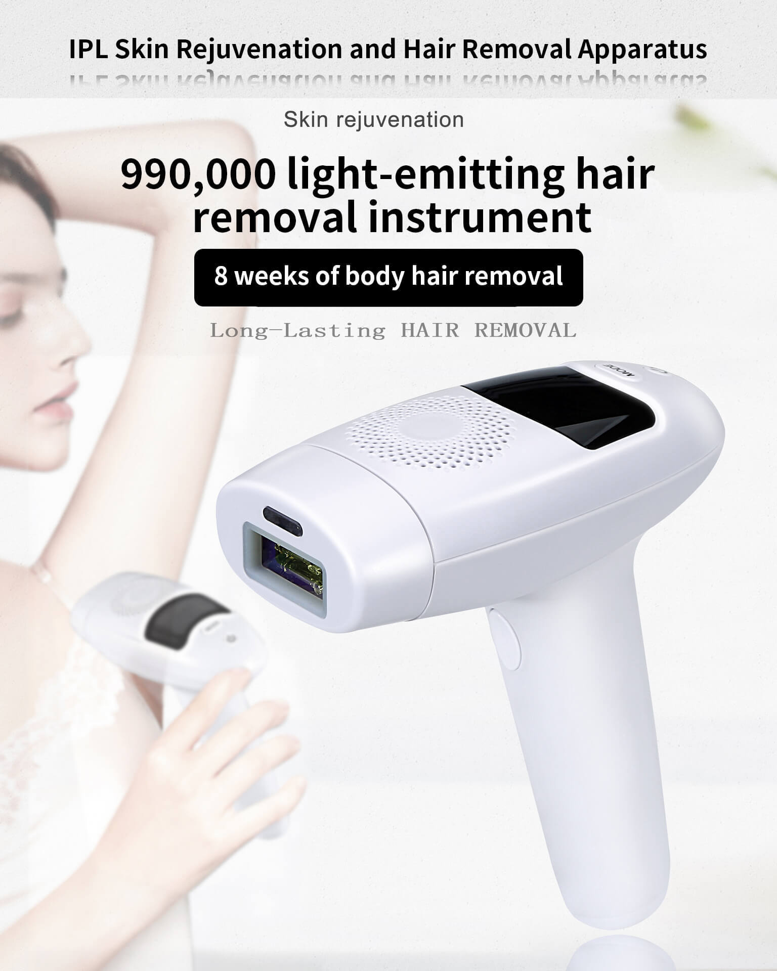 HKM-442643 IPL Laser Hair Removal Device with LCD Display and 5 Energy Levels - 990,000 Pulses