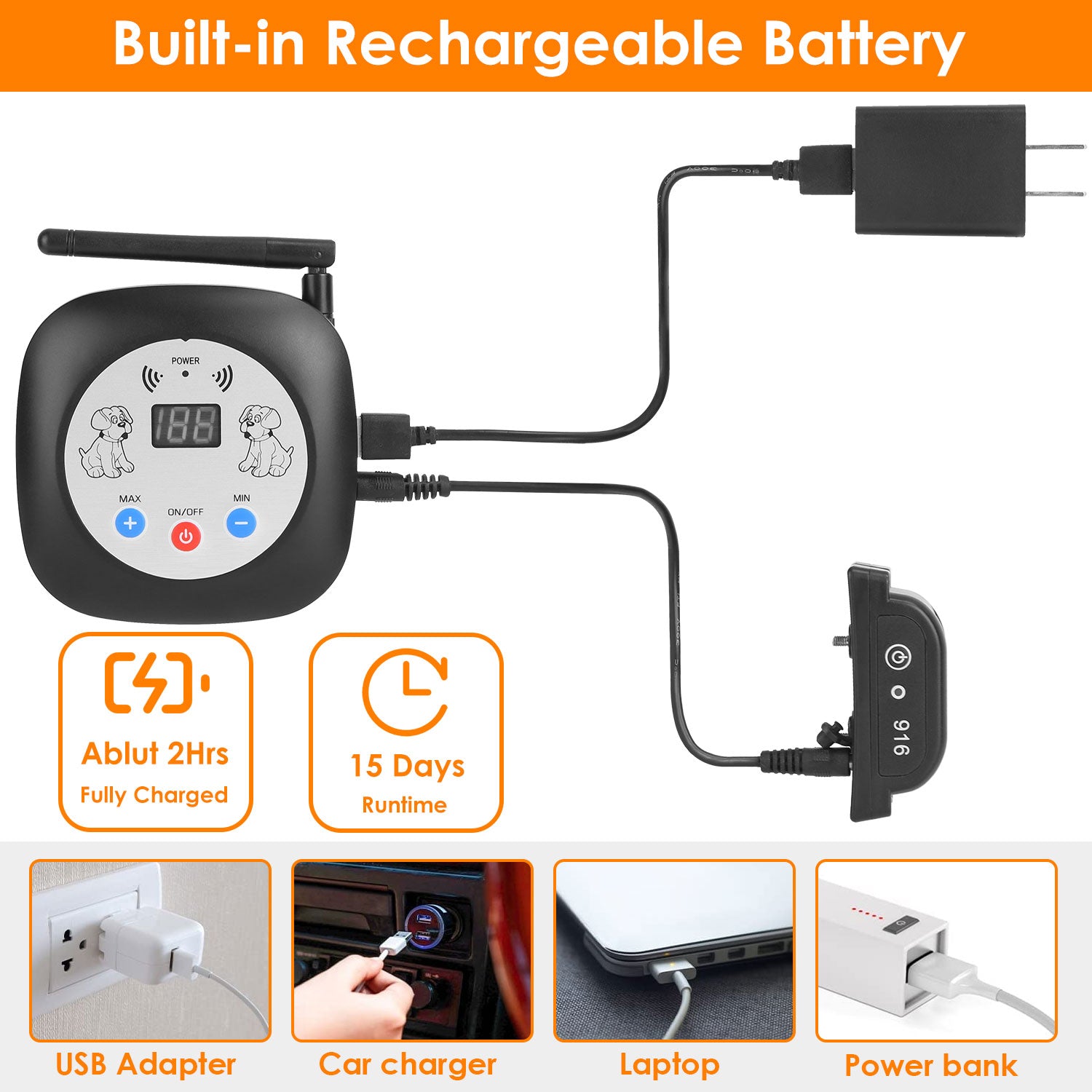 JMT-023178 Wireless Electric Dog Fence System with GPS Monitoring for Small to Large Dogs