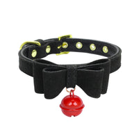 HKM-668371 Gold Double Layer Bowknot Pet Collar with Hanging Bell for Comfortable Wear