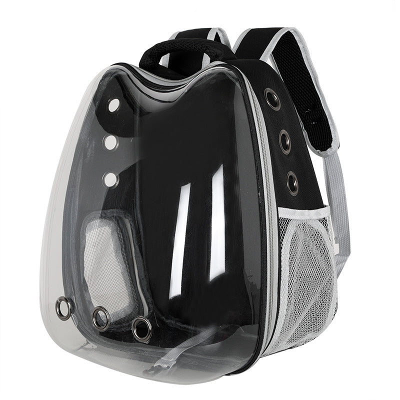 HKM-693843 Transparent Portable Cat Backpack with Cat Ear Design - Ideal for Travel and Outdoor Adventures