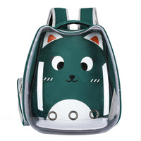 HKM-693843 Transparent Portable Cat Backpack with Cat Ear Design - Ideal for Travel and Outdoor Adventures