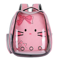 HKM-693843 Transparent Portable Cat Backpack with Cat Ear Design - Ideal for Travel and Outdoor Adventures