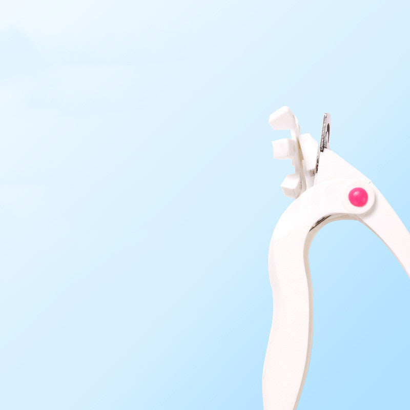 JMT-024266 U-Shaped Nail Art Scissors, Turntable Cutting Tool for French Fake Nails - White and Rose Red Options