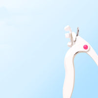 HKM-982163 U-Shaped Nail Art Scissors, Turntable Cutting Tool for French Fake Nails - White and Rose Red Options