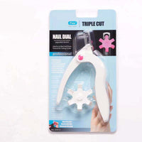 HKM-982163 U-Shaped Nail Art Scissors, Turntable Cutting Tool for French Fake Nails - White and Rose Red Options