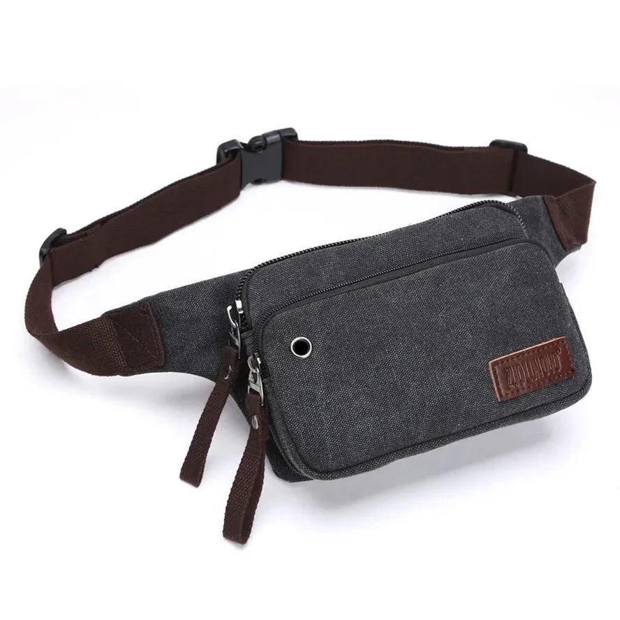 HKM-713811 Men's Casual Canvas Messenger Bag - Simple Waist & Cash Register Bag