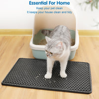 HKM-249747 Cat Litter Mat - Double Layer EVA Pad for Easy Cleanup and Litter Trapping, Waterproof Design