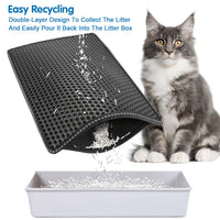 HKM-249747 Cat Litter Mat - Double Layer EVA Pad for Easy Cleanup and Litter Trapping, Waterproof Design