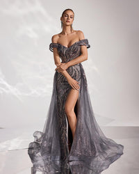 HKM-386963 Elegant Grey Evening Dress for Women - EZ25191