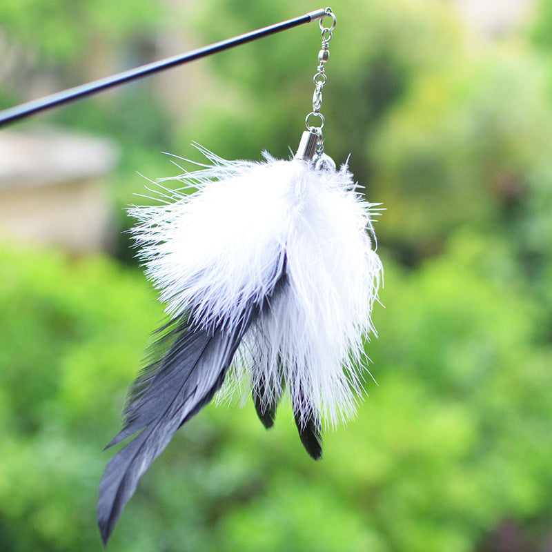 HKM-237267 Funny Cat Stick with Flexible Wooden Handle and Replaceable Feather Heads