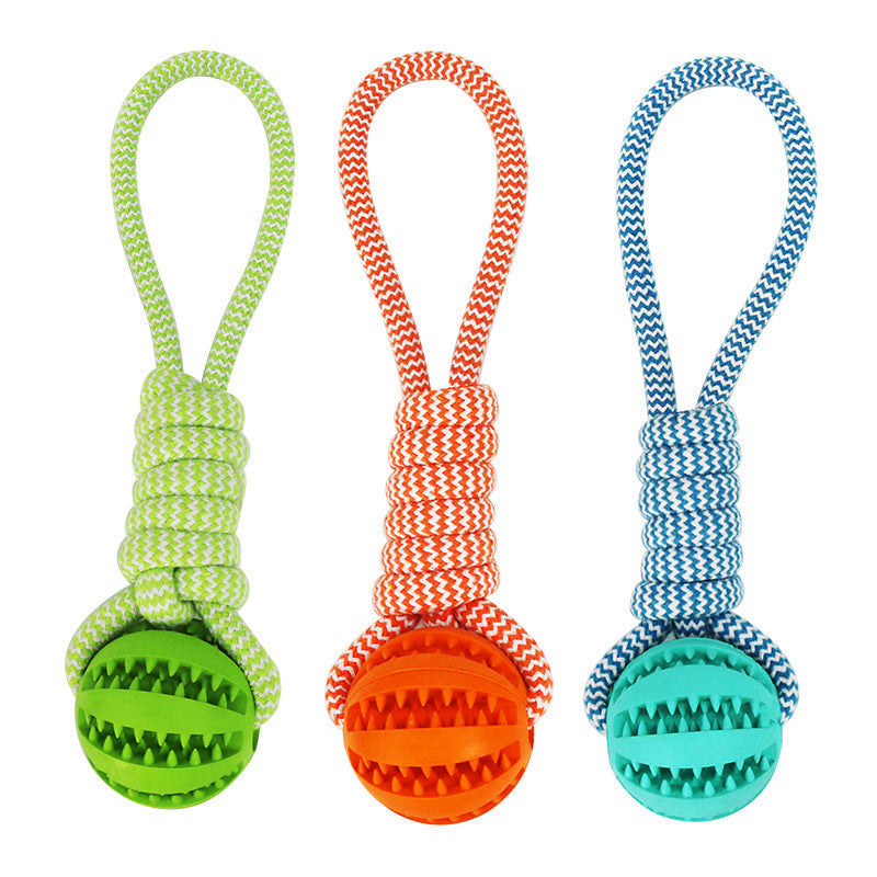 HKM-760403 Interactive Dog Toy with Treat Ball and Hemp Rope for Small Dogs - Durable Chew Toy for Dental Health and Reducing Destructive Behavior