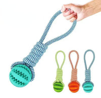 HKM-760403 Interactive Dog Toy with Treat Ball and Hemp Rope for Small Dogs - Durable Chew Toy for Dental Health and Reducing Destructive Behavior