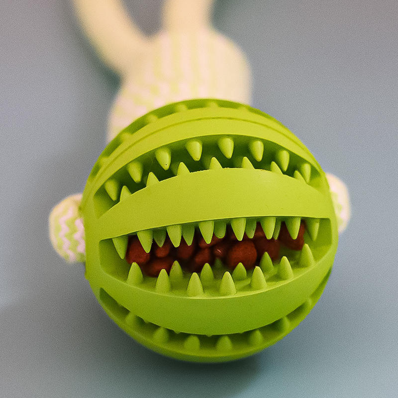 HKM-760403 Interactive Dog Toy with Treat Ball and Hemp Rope for Small Dogs - Durable Chew Toy for Dental Health and Reducing Destructive Behavior